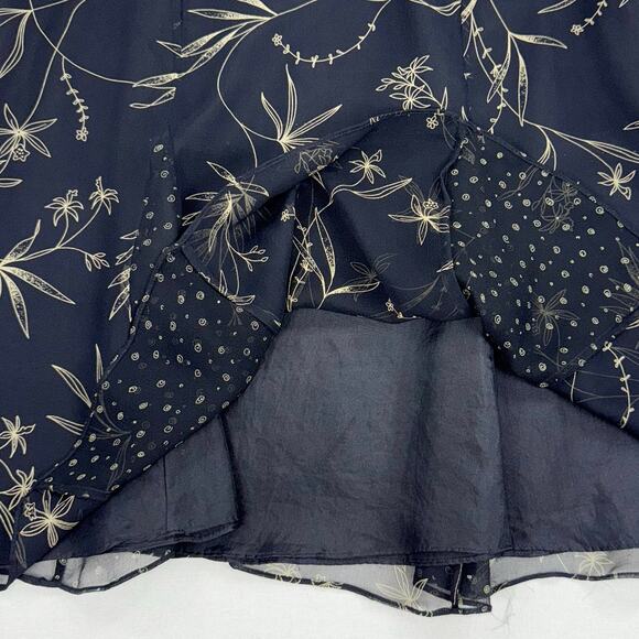 Robbie Lee Women's Vintage 90s Whimsy Floral Silk Mini Dress Size 6 Black - Picture 8 of 15